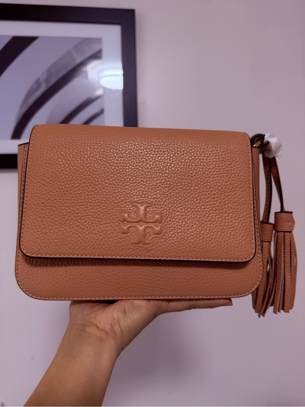 Tory Burch Thea Web Flap Crossbody Pink Moon